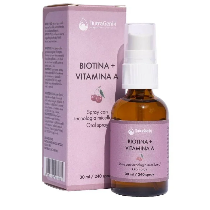 Nutragenix Biotina e Vitamina Integratore per Unghie e Capelli Spray 30 ml