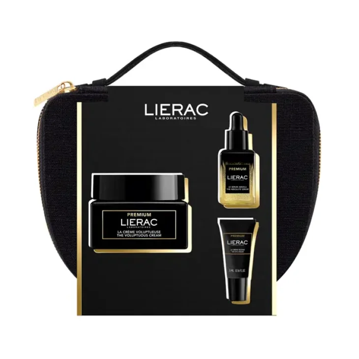 Lierac Trousse Natale 2024 Premium Soyeuse Crema Viso 50 ml + Siero Antietà 13 ml + Contorno Occhi 5 ml