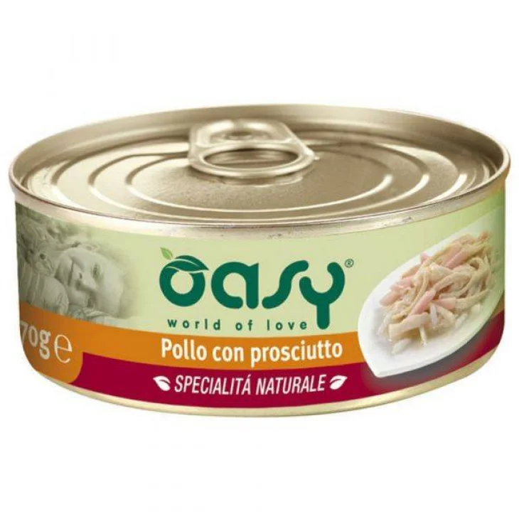 Oasy Pollo con Prosciutto Pasto per gatti 70 g