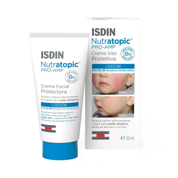 Isdin Nutratopic Pro-AMP Crema Viso per Pelle Irritabile 50 ml