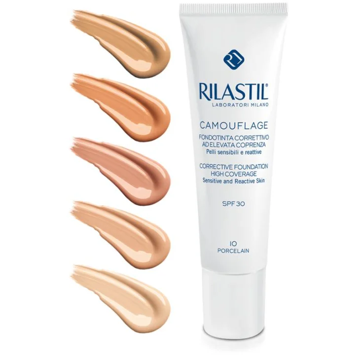 Rilastil Camouflage Fondotinta Fluido Alta Coprenza Protezione Solare Viso SPF 30 30 ml - Colore: Sand