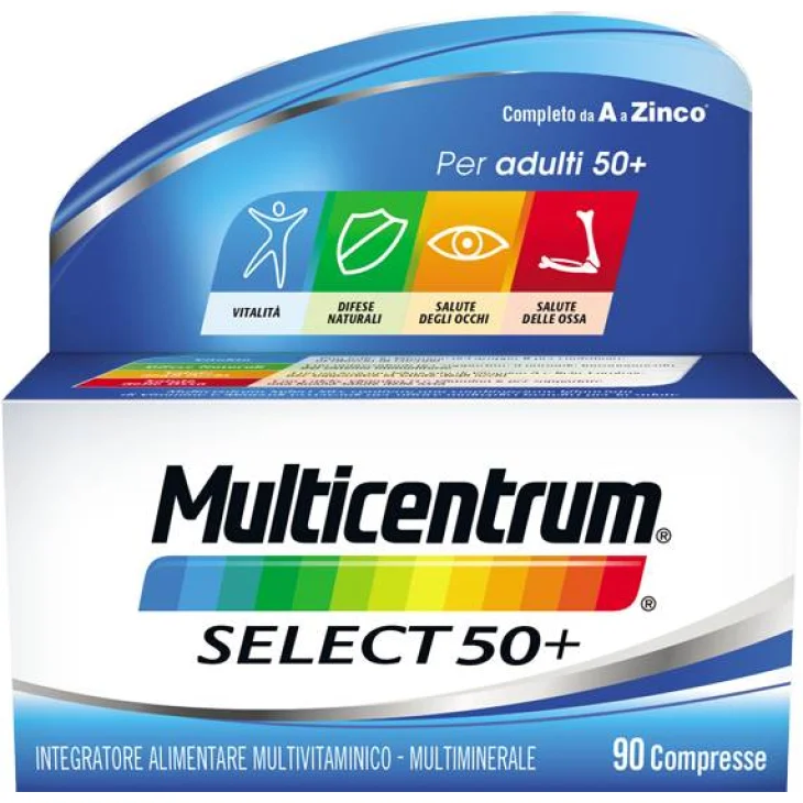 Multicentrum Select 50+ Integratore Vitamine e Minerali per Adulti 90 compresse - Confezione: 100 compresse