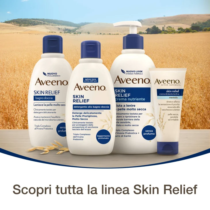 Aveeno Crema Idratante Lenitiva Skin Relief Mentolo Pelli Secche 200ml