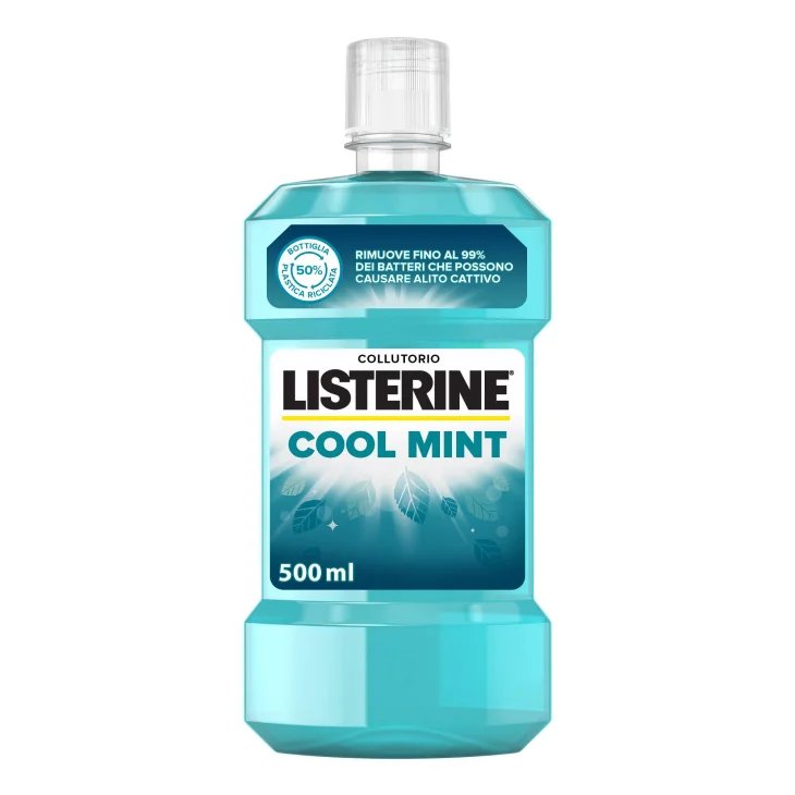 Listerine Collutorio Coolmint a Base di Oli Essenziali Antibatterici di Menta, Timo, Betulla, Eucalipto 500ml