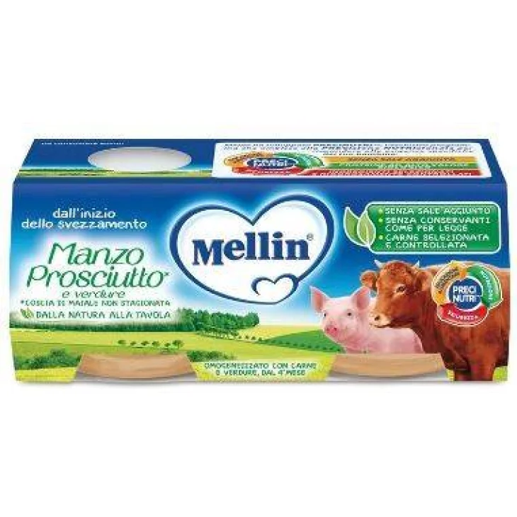 Mellin Omogeneizzato Gusto Manzo e Prosciutto con Verdure