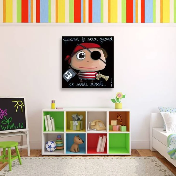 Label'tour Tela per la Cameretta dei Bambini Pirata - Formato: 30x30 cm