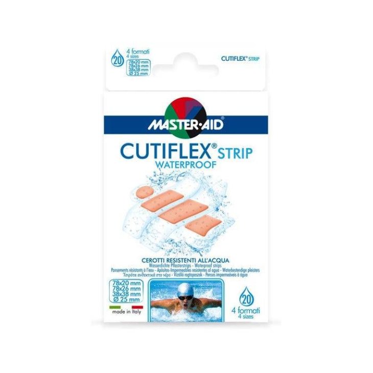 Master Aid Cutiflex Strip Acqua Stop Cerotto trasparente e impermeabile 20 cerotti - Misura: Grande (78x26mm) - 10 pezzi