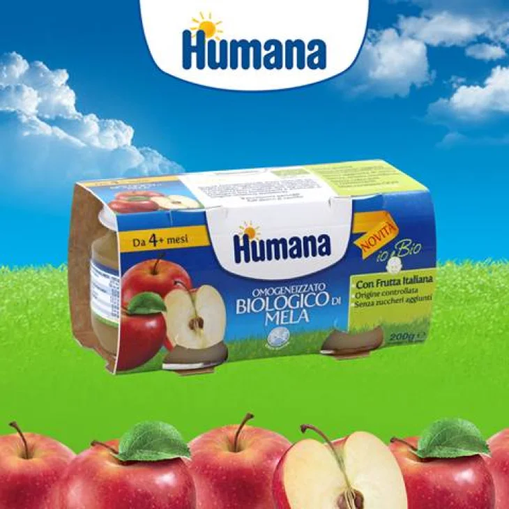 Humana Omogeneizzato Biologico Gusto Mela 2 x 100 g