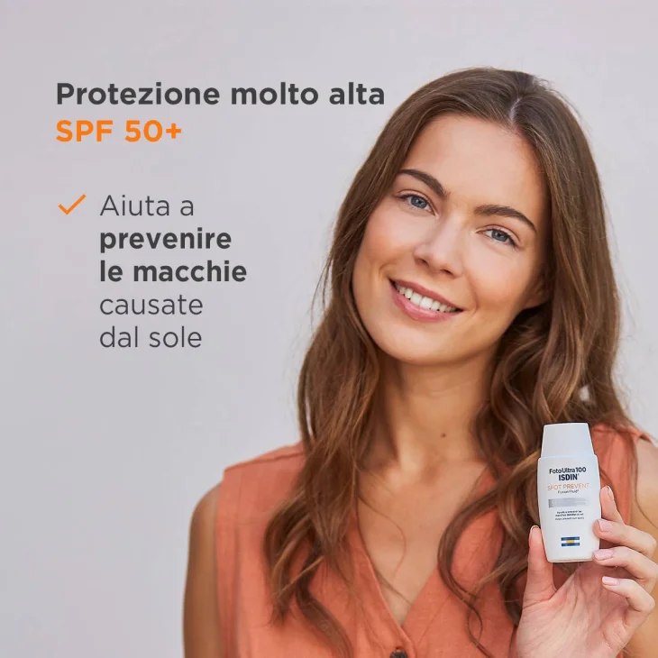 Isdin FotoUltra100 Spot Prevent Fusion Fluid Protezione Solare Viso SPF 50+ SPF Reale 100+