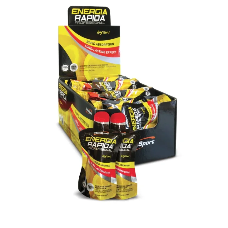 EthicSport Energia Rapida Professional Gel Energetico per Sportivi 50 ml - Gusto: Agrumi