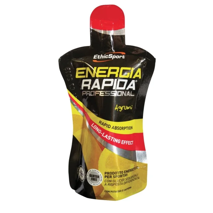 EthicSport Energia Rapida Professional Gel Energetico per Sportivi 50 ml - Gusto: Agrumi