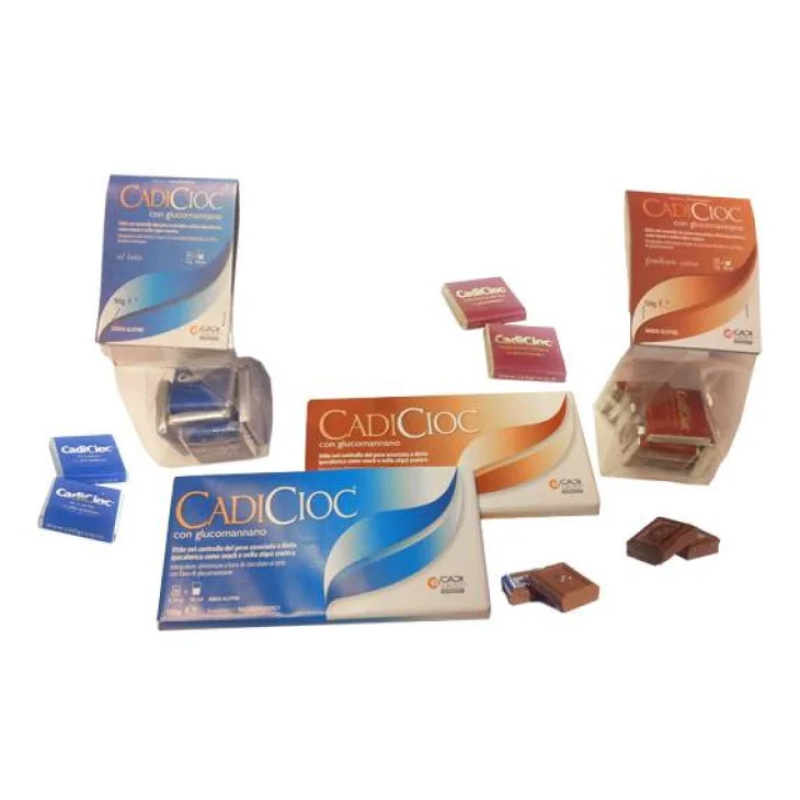 Cadicioc Cioccolato al Glucomannano - Formato: 10 cioccolatini da 5 gr ognuno - Gusto: Cioccolato Fondente