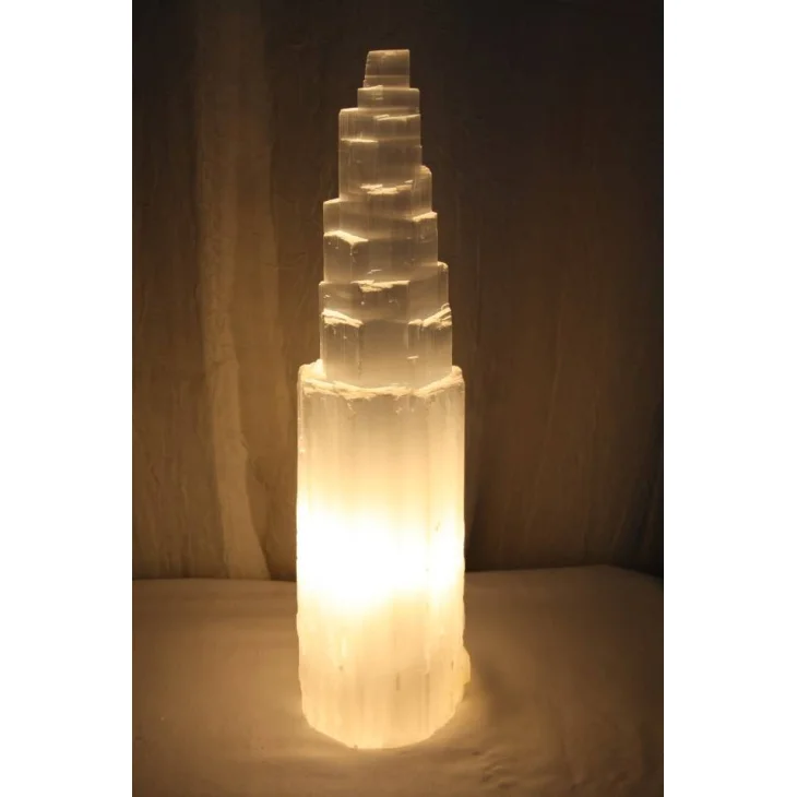 Alcea Lampade in Selenite - Altezza: 40 cm