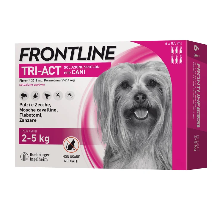 Frontline Tri-Act Antiparassitario per cani 3 pipette - Formato: 0.5 ml (peso da 2 a 5 kg)
