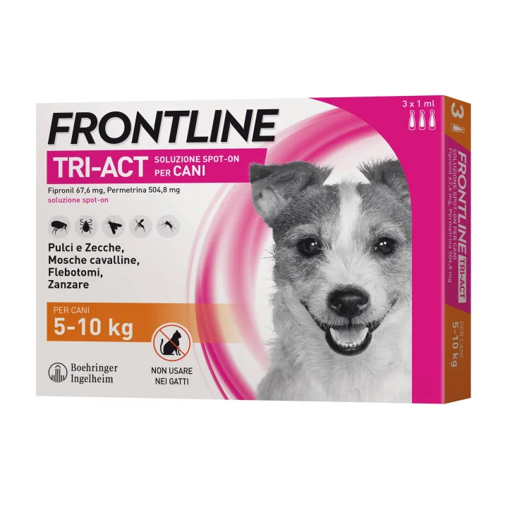 Frontline Tri-Act Antiparassitario per cani 3 pipette - Formato: 1 ml (peso da 5 a 10 kg)