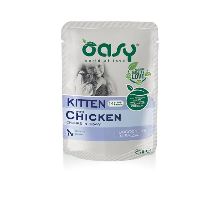 Oasy Kitten Chicken Bocconcini in salsa con pollo per gattini 85 g