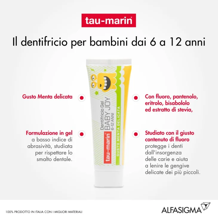 Tau-Marin Baby Smile Dentifricio Gel per Bambini 50 ml - Gusto: Mentolo