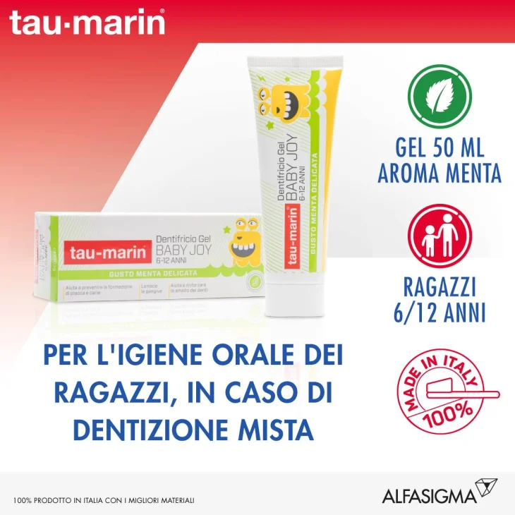 Tau-Marin Baby Smile Dentifricio Gel per Bambini 50 ml - Gusto: Mentolo