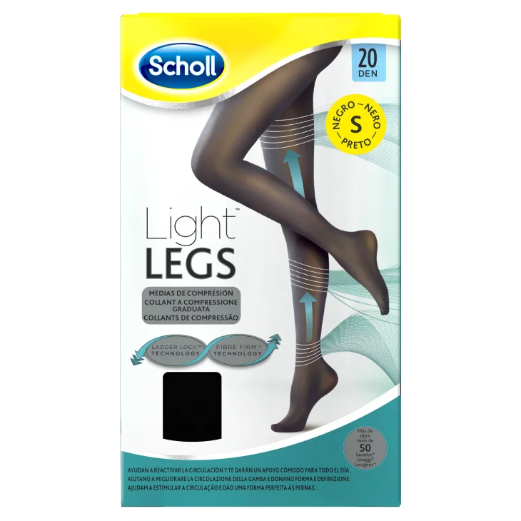 Scholl Light Legs Collant a Compressione Graduata 20 Den - Taglia: S - Colore: Nero