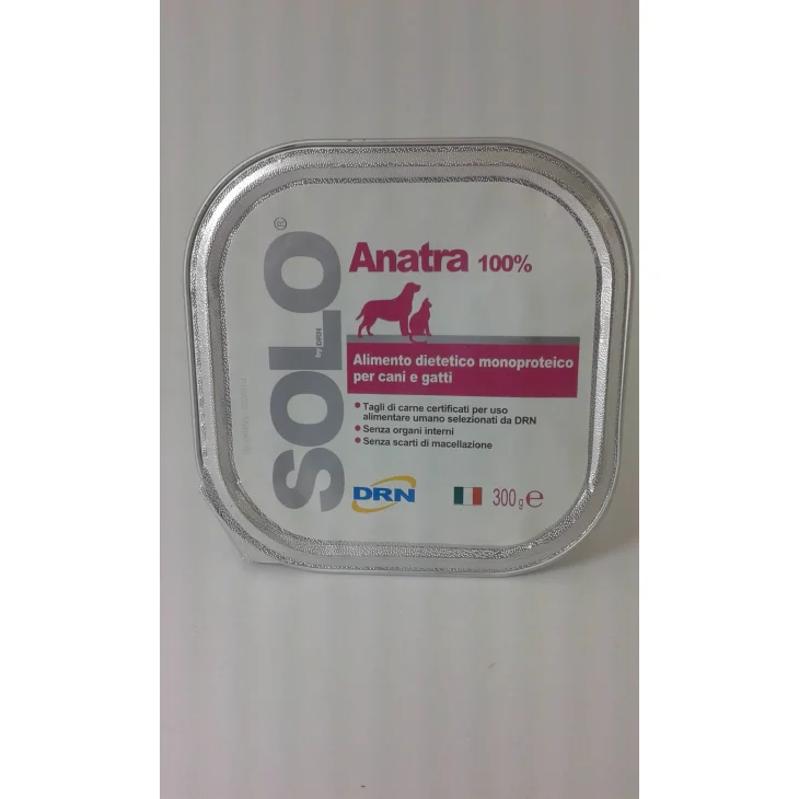 DRN Solo Alimento dietetico per cani e gatti gusto anatra 300 g - Formato: 300 grammi