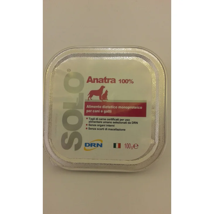 DRN Solo Alimento dietetico per cani e gatti gusto anatra 300 g - Formato: 100 grammi