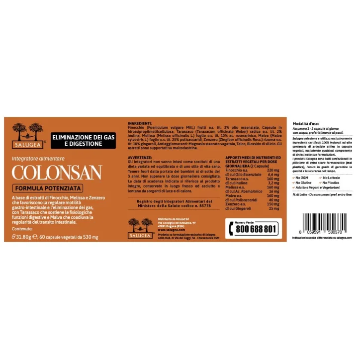 Salugea Colosan Formula Potenziata Integratore Per Il Benessere Intestinale 60 Capsule