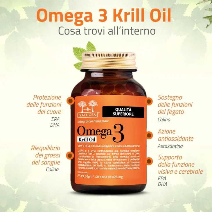 Salugea Omega 3 Krill Oil Integratore Omega 3 60 perle