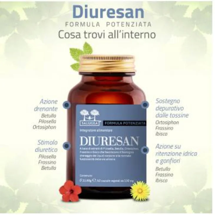 Salugea Diuresan Formula Potenziata Integratore Per Diuresi e Depurazione 60 capsule vegetali