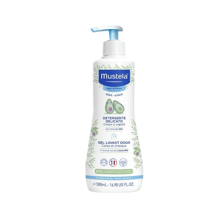 Mustela Detergente Delicato in Gel Senza Sapone Capelli e Corpo per Bebè 750 ml