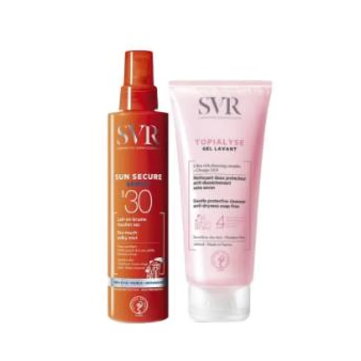 SVR Sun Secure Latte Spray Solare Viso e Corpo SPF 30+ + Gel Topialyse Lavante