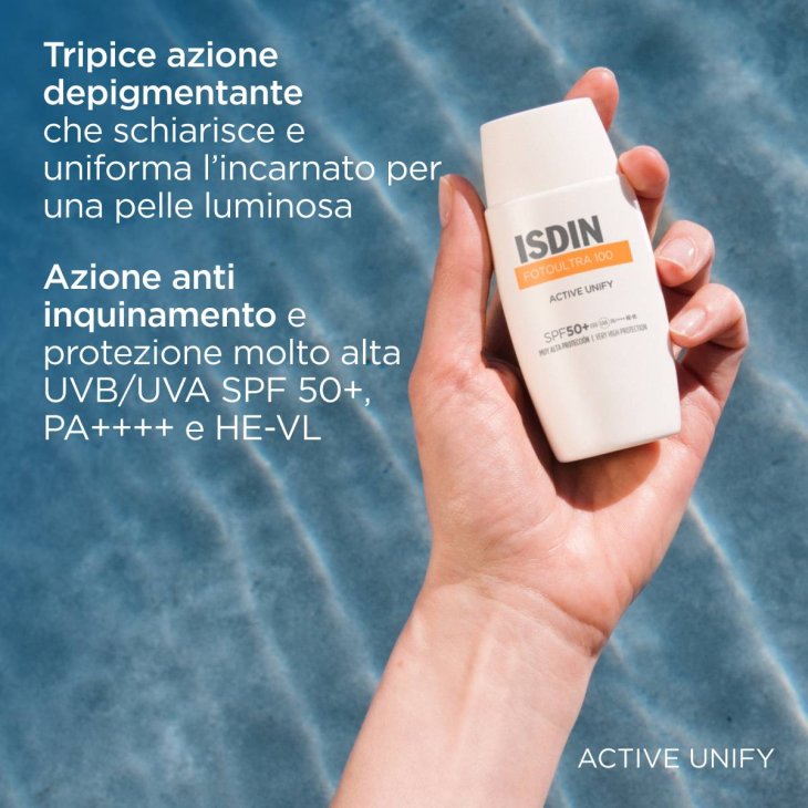 Isdin FotoUltra100 Active Unify Fusion Fluid Crema per Macchie sulla Pelle SPF 50+ SPF Reale 100+