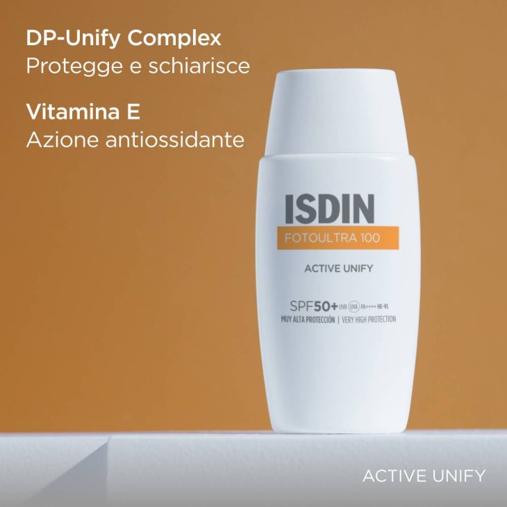 Isdin FotoUltra100 Active Unify Fusion Fluid Crema per Macchie sulla Pelle SPF 50+ SPF Reale 100+