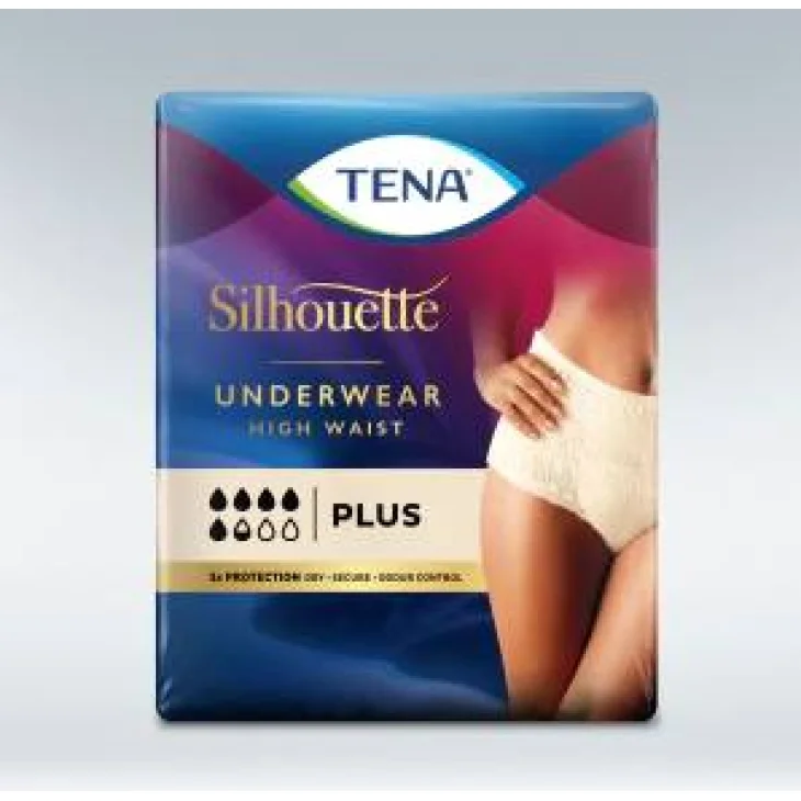 Tena Silhouette Plus High Waist Crème Mutandine assorbenti per incontinenza Misura M 9 pezzi