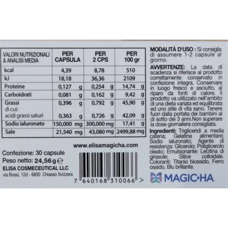 Magic HA Integratore di Acido Ialuronico 30 capsule