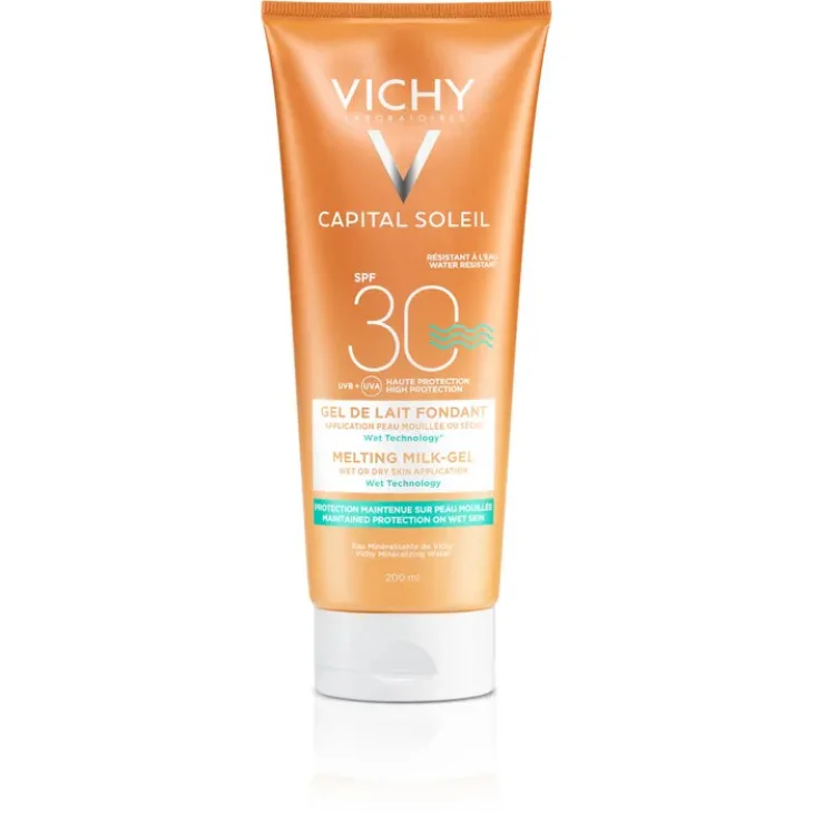 Vichy Ideal Soleil Gel Latte Ultra-Fondente Pelle Bagnata o Asciutta Spf30 200 ml