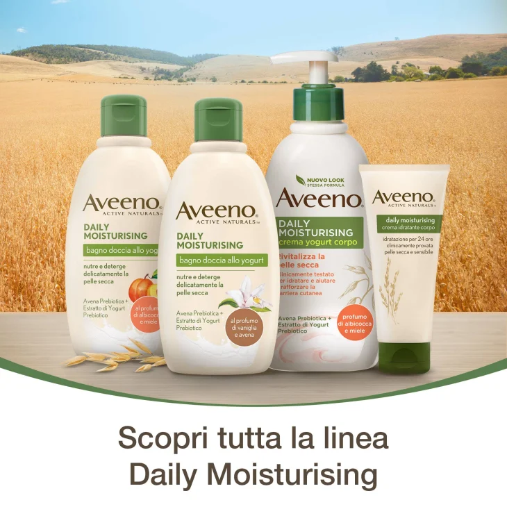 Aveeno Crema Corpo Idratante allo Yogurt Daily Moisturising Profumo di Miele e Albicocca Pelli da Normali a Secche 300ml