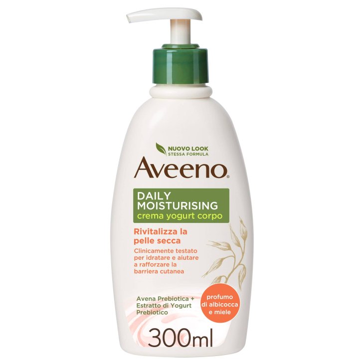 Aveeno Crema Corpo Idratante allo Yogurt Daily Moisturising Profumo di Miele e Albicocca Pelli da Normali a Secche 300ml
