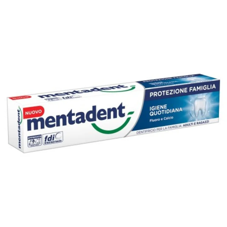 Mentadent Protezione Famiglia Dentifricio Igiene Quotidiana Fluoro E Calcio 75 Ml