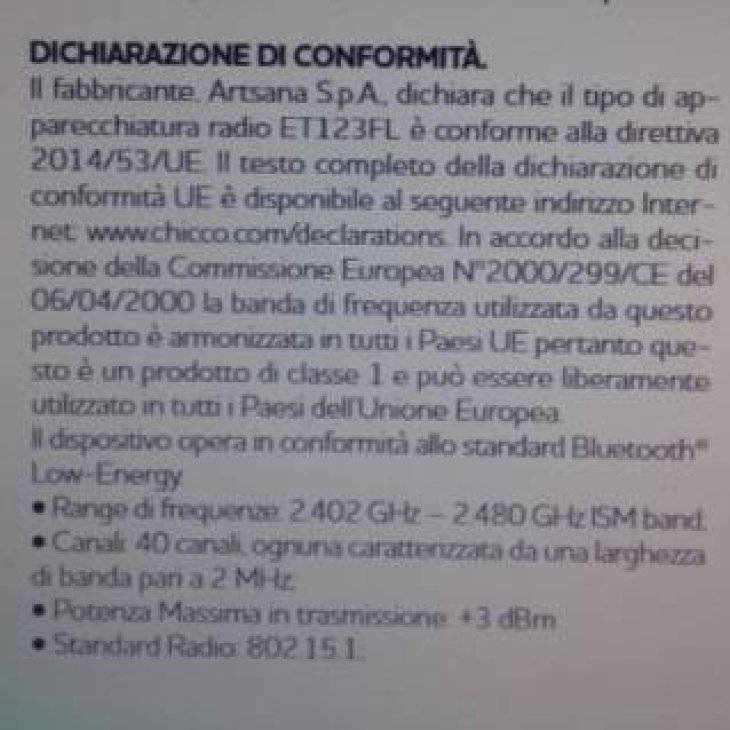 Chicco Bebè Care Easy-Tech Sistema Sicurezza