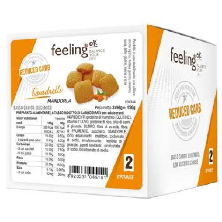 FeelingOk Optimize 2 Quadrelli Gusto Mandorla 50g Monoporzione