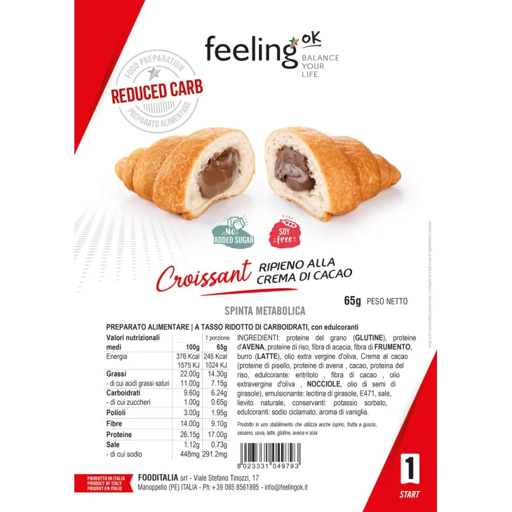 FeelingOk Start 1 Croissant Ripieno al Cacao 65 g
