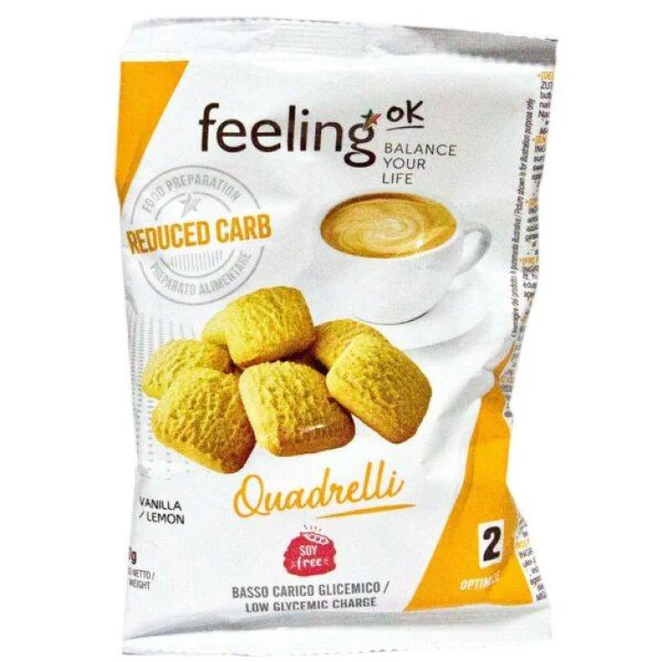 FeelingOk Optimize 2 Quadrelli Gusto Vaniglia-Limone Monoporzione 50 Gr
