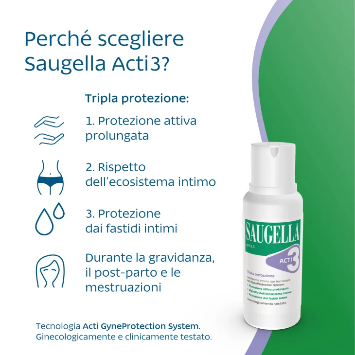 Saugella Acti3 Detergente Intimo Protegge 3 Volte