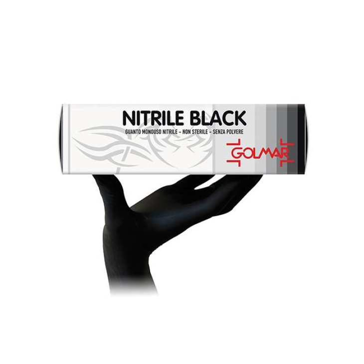Golmar Nitrile Black Guanti in Nitrile Senza Polvere Misura S