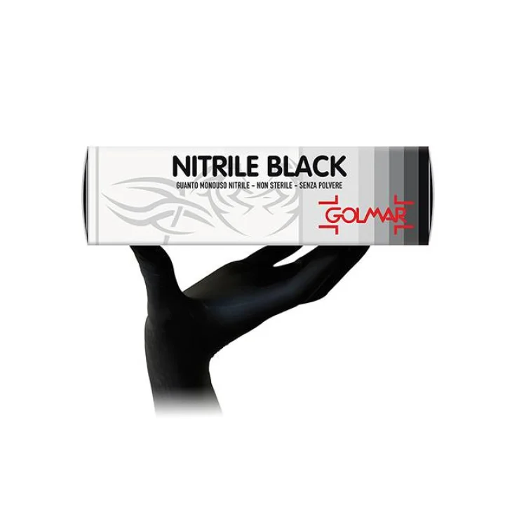 Golmar Nitrile Black Guanti in Nitrile Senza Polvere Misura S