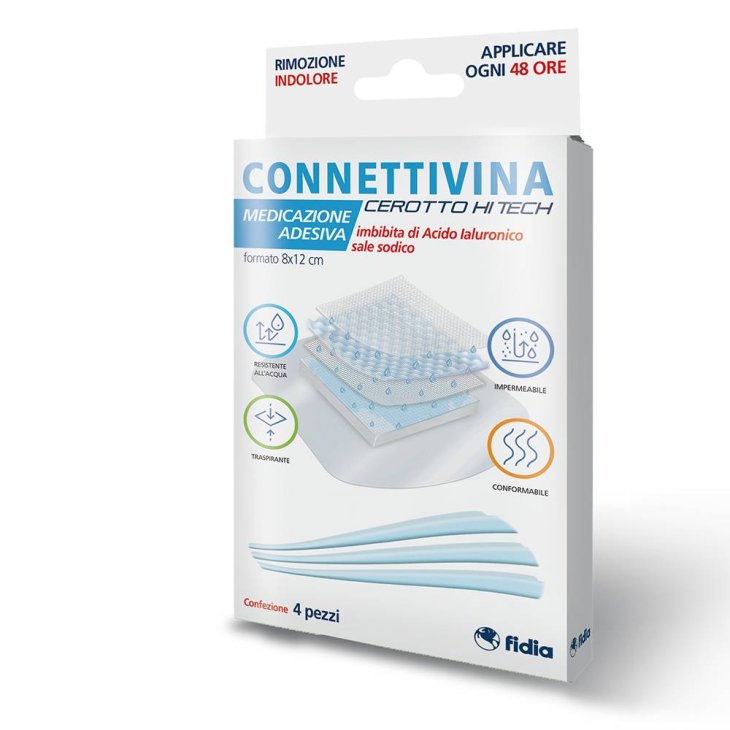 Connettivina Cerotto Hi Tech Medicazione Adesiva 8x12 cm 4 pezzi