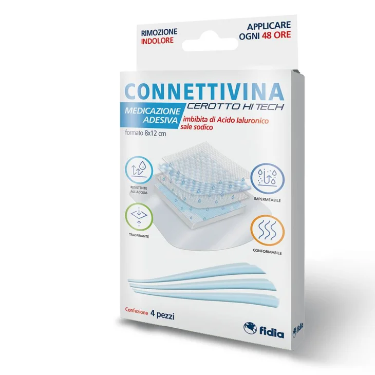 Connettivina Cerotto Hi Tech Medicazione Adesiva 8x12 cm 4 pezzi