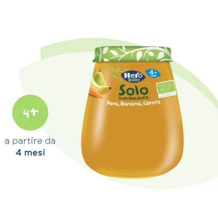 Hero Baby Solo Omogeneizzato Biologico Pera Banana Carota 120 gr
