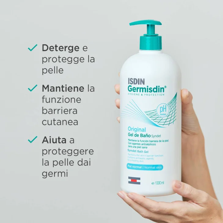 Isdin Germisdin Original Gel Detergente Senza Sapone Pelli Normali 1 Litro