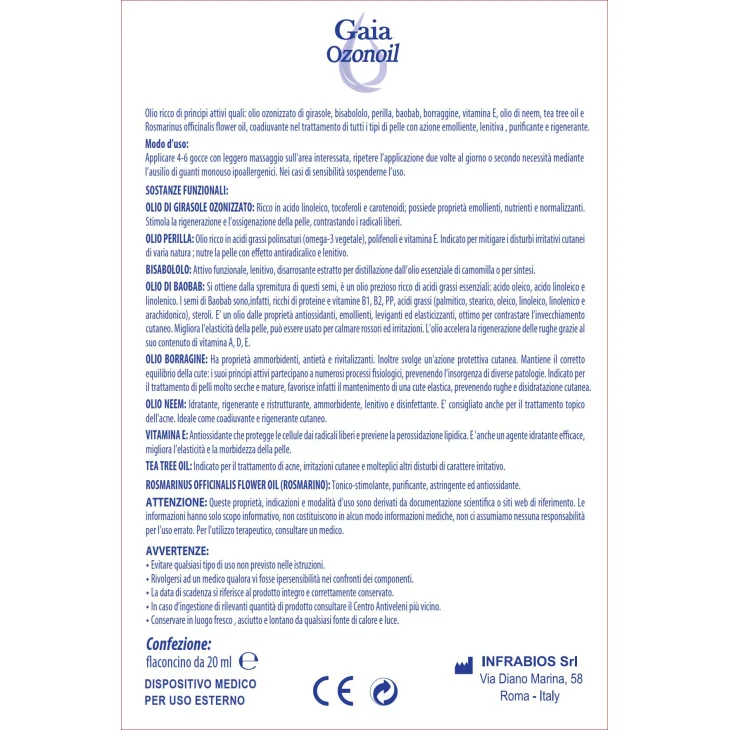 Infrabios Gaia Ozonoil Miscela di Oli 20 ml